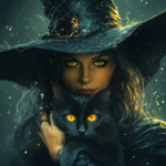 Кошка и ведьма, ведьма с черной кошкой
