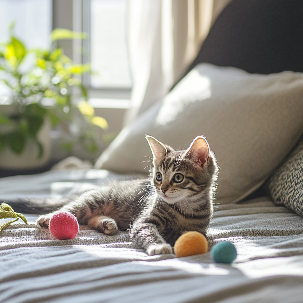 здоровый котёнок много играет